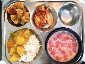 6.7:카레라이스,팝콘치킨&케찹,배추김치,수박화채